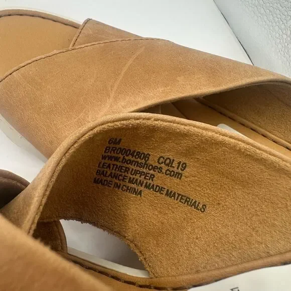 Born Women's Tan Leather Slide Sandals NWT - Picture 5 of 10